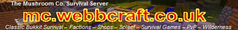 The Mushroom Co. Survival Minecraft server banner